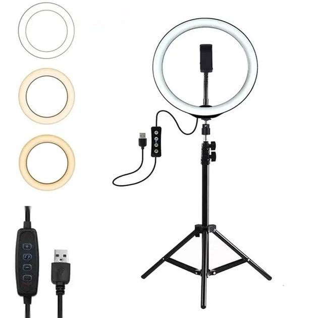 Кольцевая LED-лампа Ring Light с держателем для телефона и штатив 135 см 33 см 25W (17945671) - фото 4 Кольцевая LED-лампа Ring Light с держателем для телефона и штатив 135 см 33 см 25W (17945671) - фото 4