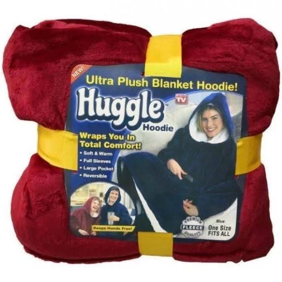 Плед Huggle з капюшоном Ultra Plush Blanket Hoodie Бордовий