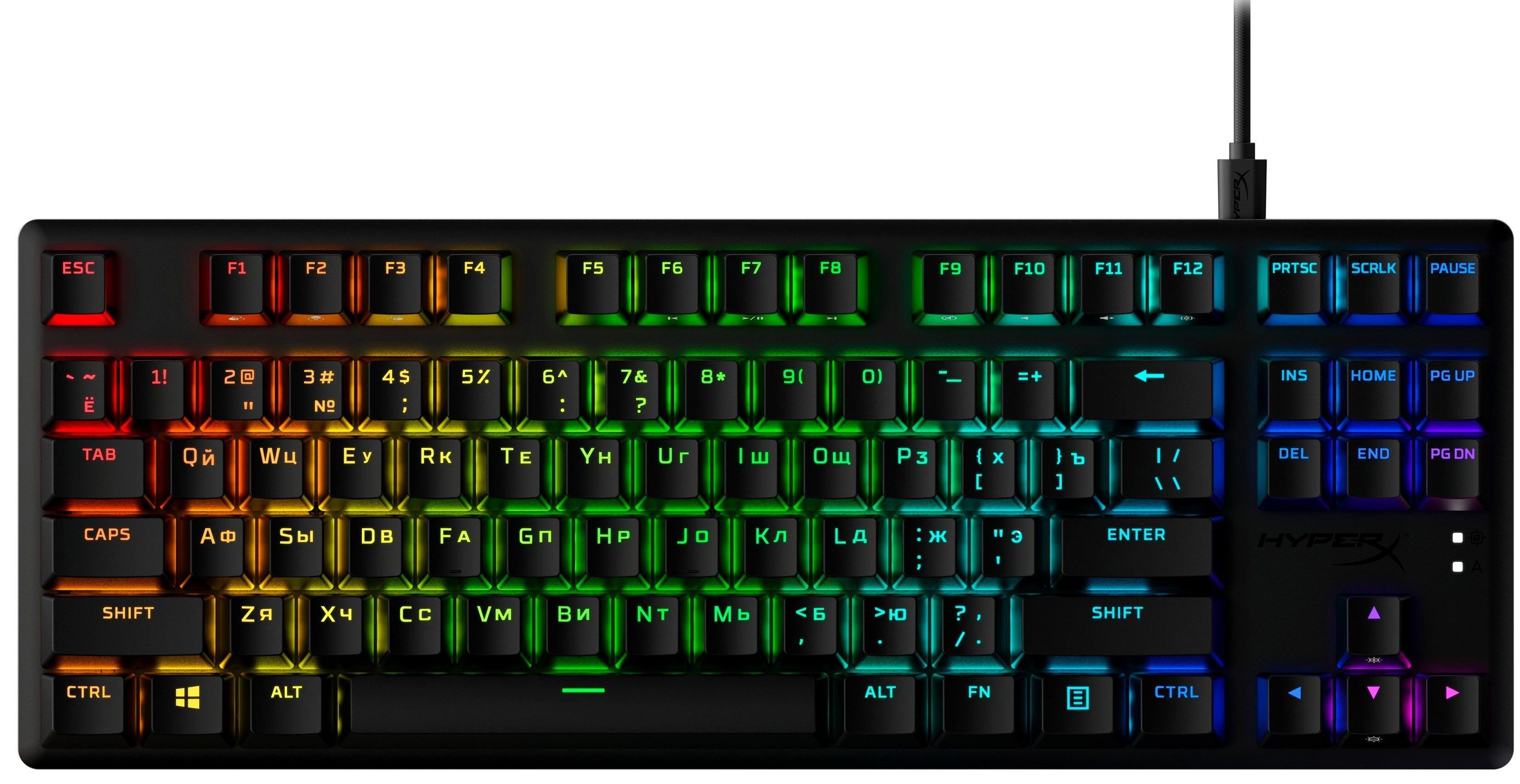 Клавиатура механическая HyperX Alloy Origins Core PBT с RGB-подсветкой USB 1,8 м без цифрового блока Черный (639N9AA)