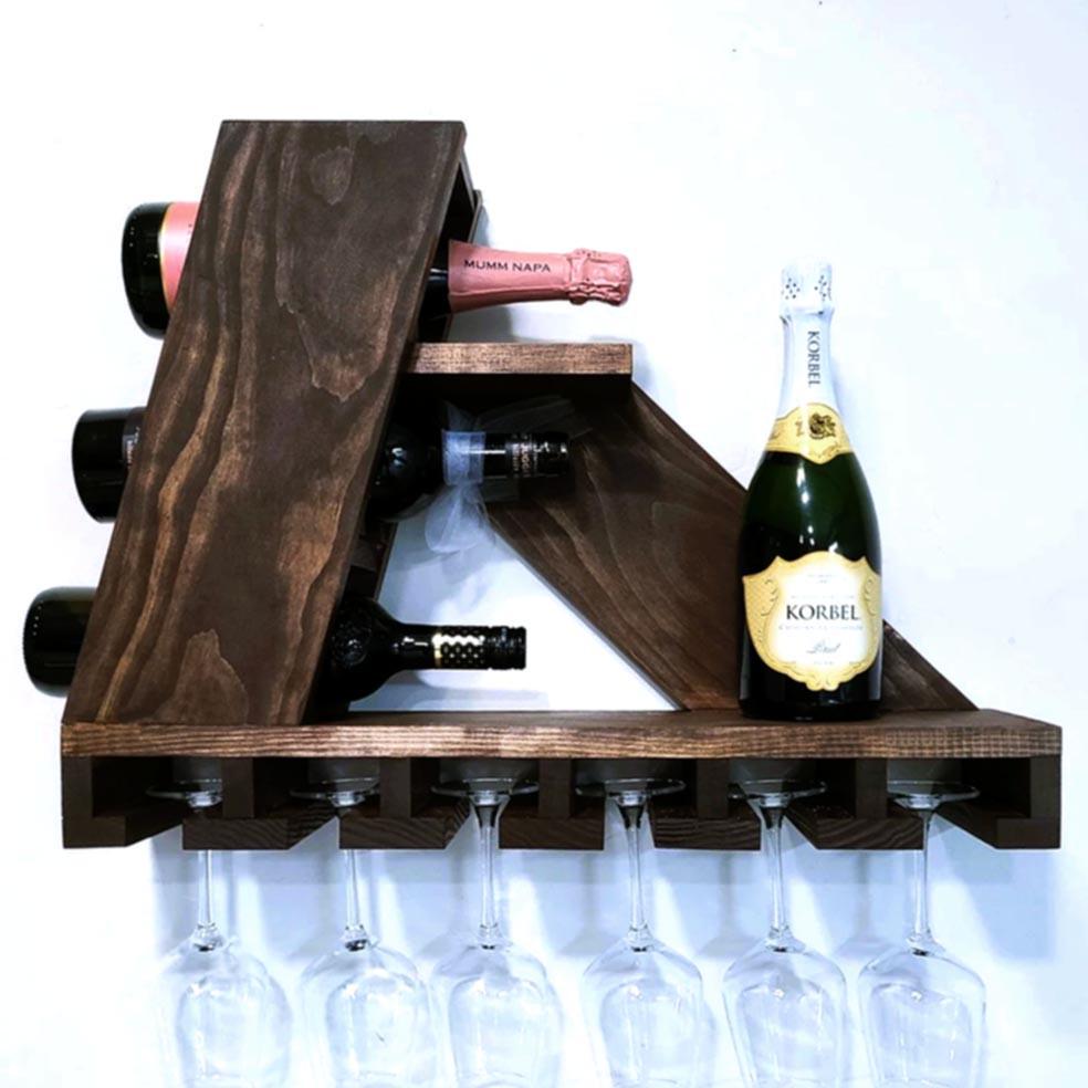 Полка для вина настенная из дерева Имабари Капучино (ПНК-006709)