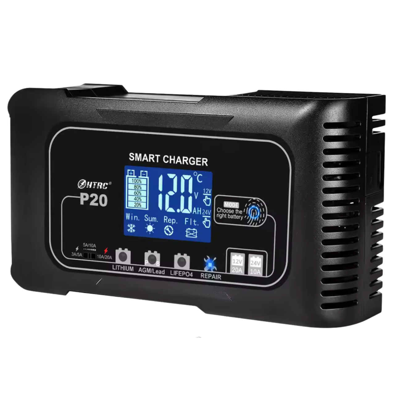 Зарядное устройство автоматическое HTRC P20 12V 20A/24V 10A для кислотных/гелевых/AGM/LiFePO4 аккумуляторов (2832868815)