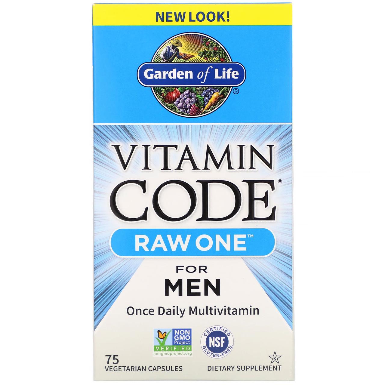 Натуральні вітаміни для чоловіків Garden of Life Vitamin Code Raw One Multi Vitamin for Men 75 капс.