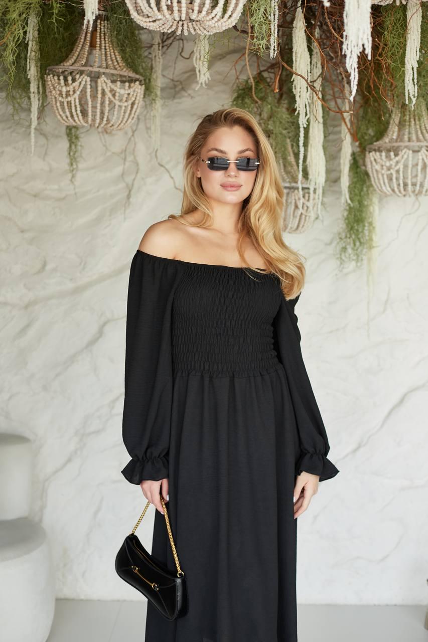 Платье женское креп-жатка р. 42-46 Черный (Г1467-237/Д) - фото 13