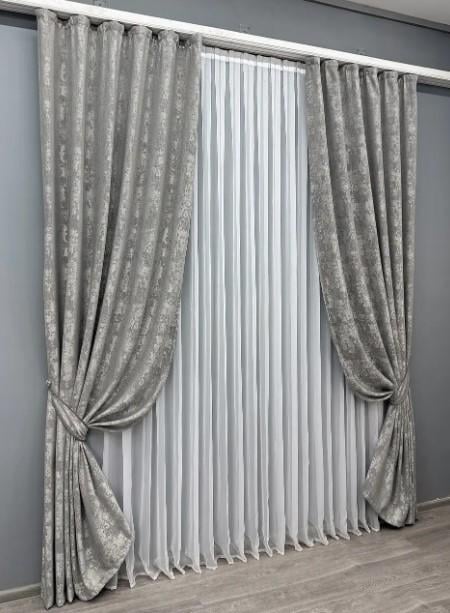 Тканина для штор Sultan YL жакард Сірий (1668ш) - фото 2
