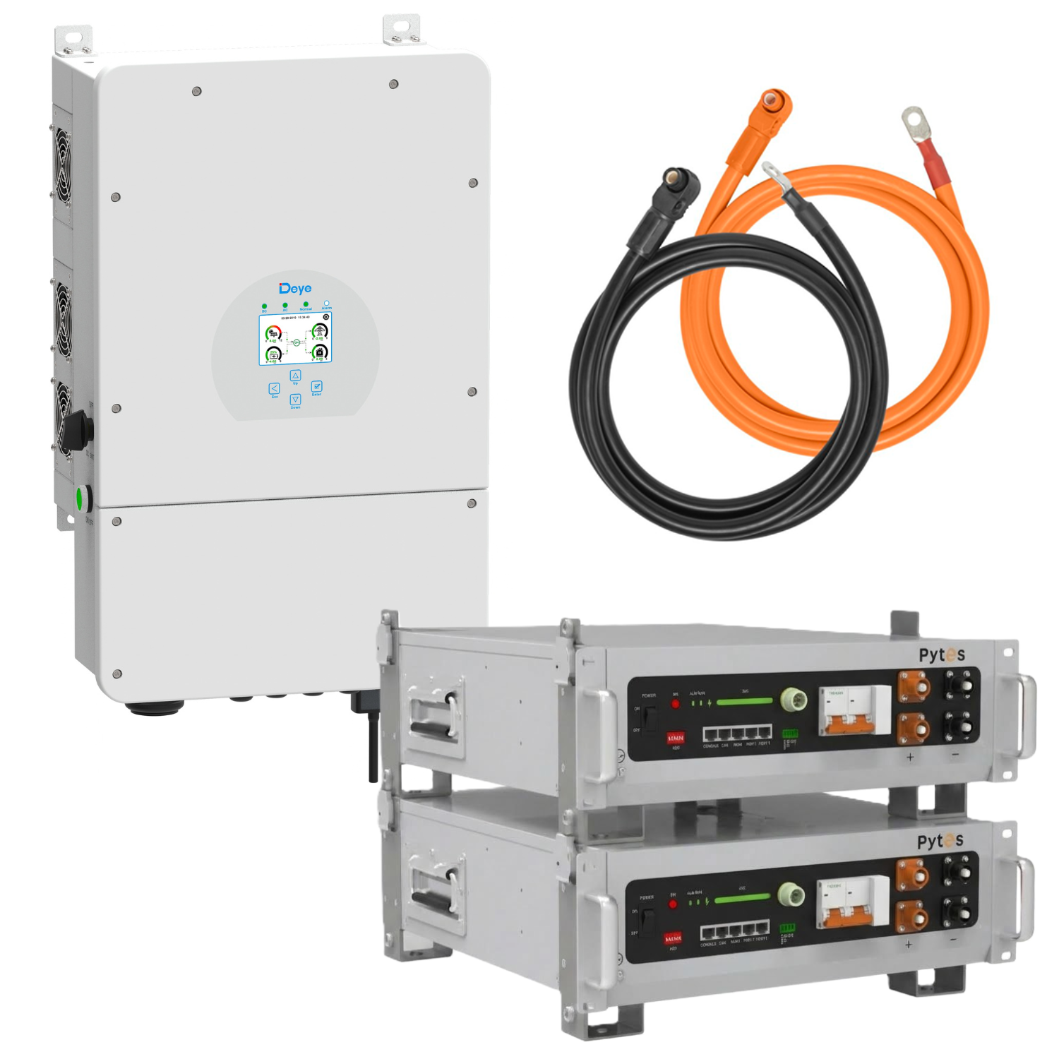 Комплект автономного энергоснабжения Deye SUN-12K-SG02LP1-EU-AM3 12 кВт и Pytes V5°α Plus H+ 2 шт. 5,12 кВт/год LiFePO4