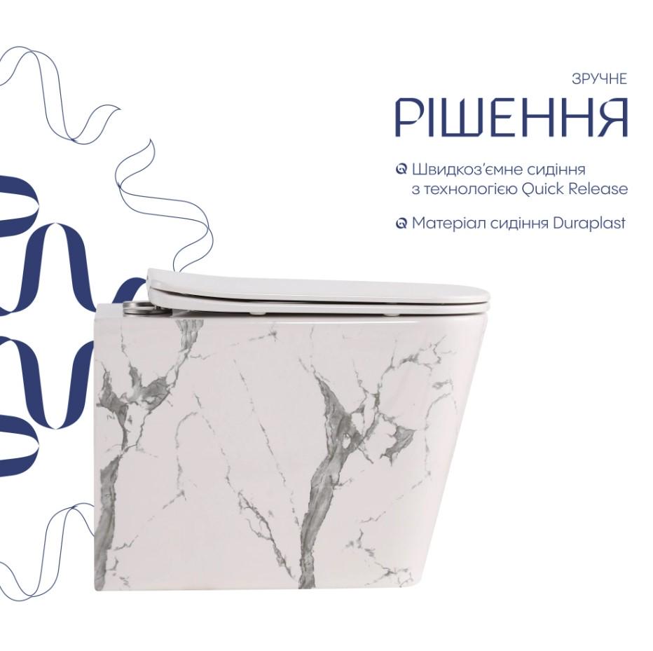 Унитаз подвесной Qtap Tern Ultra Quiet с сиденьем Slim Duroplast/Soft-close/Quick relase (QT17332303ASMR) - фото 5