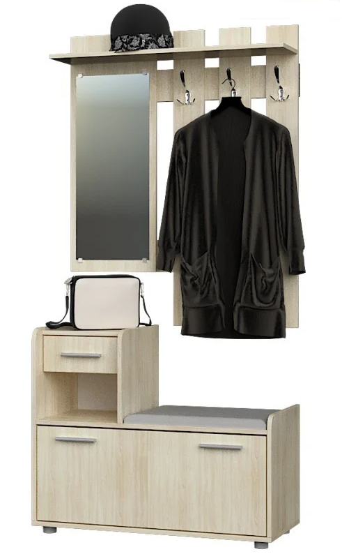 Прихожая Эверест Тандем с распашным шкафом ШП-1 Дуб молочный (EVR-2354)