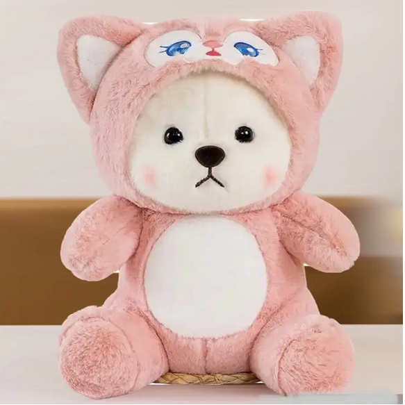 М'яка іграшка Ведмедик-стіч у капюшоні 50 см Рожевий