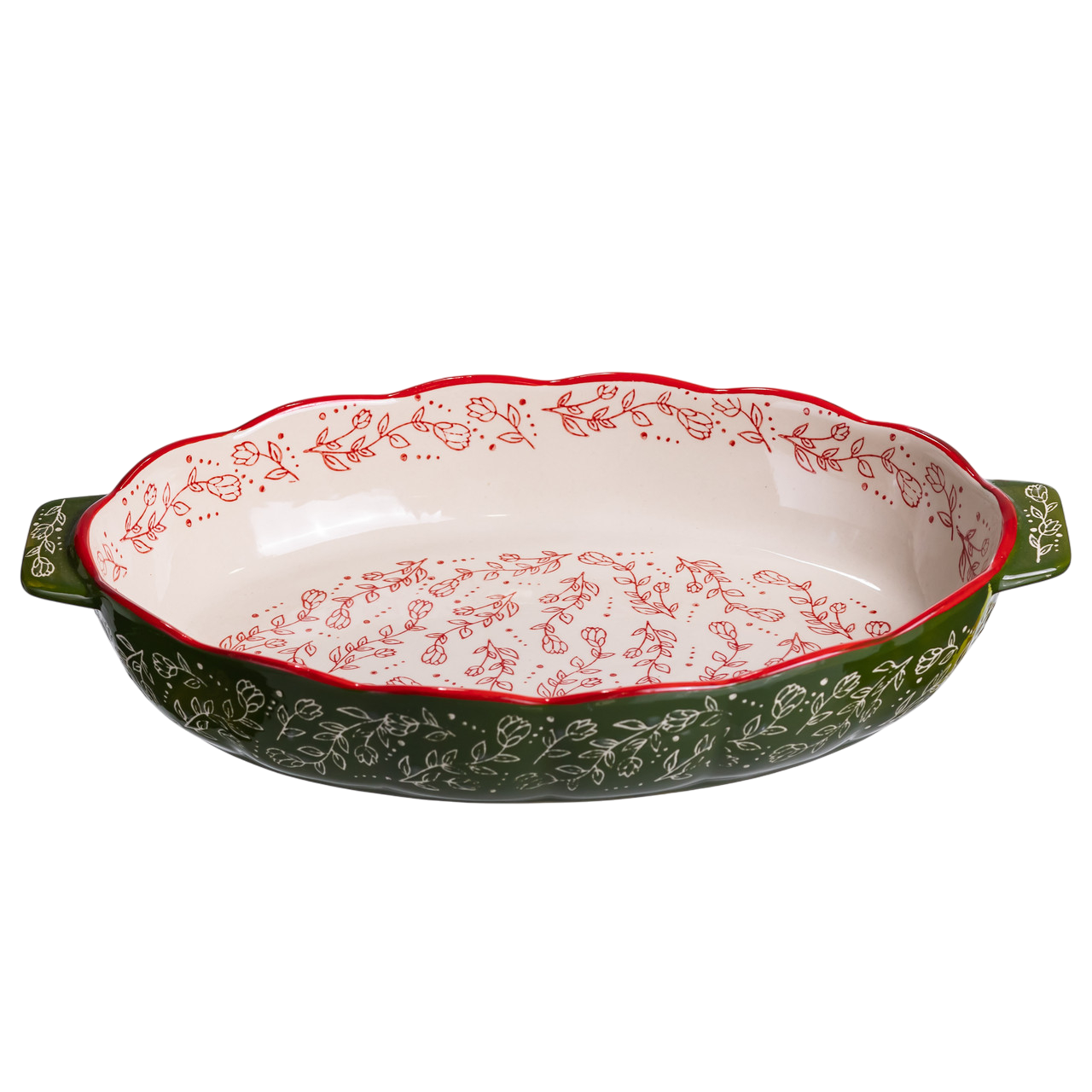 Форма для запекания в духовке фарфоровая овальная Vintage с ручками 2,5 л 36х25х6,5 см Зеленый (HM05-04) - фото 10 Форма для запекания в духовке фарфоровая овальная Vintage с ручками 2,5 л 36х25х6,5 см Зеленый (HM05-04) - фото 10