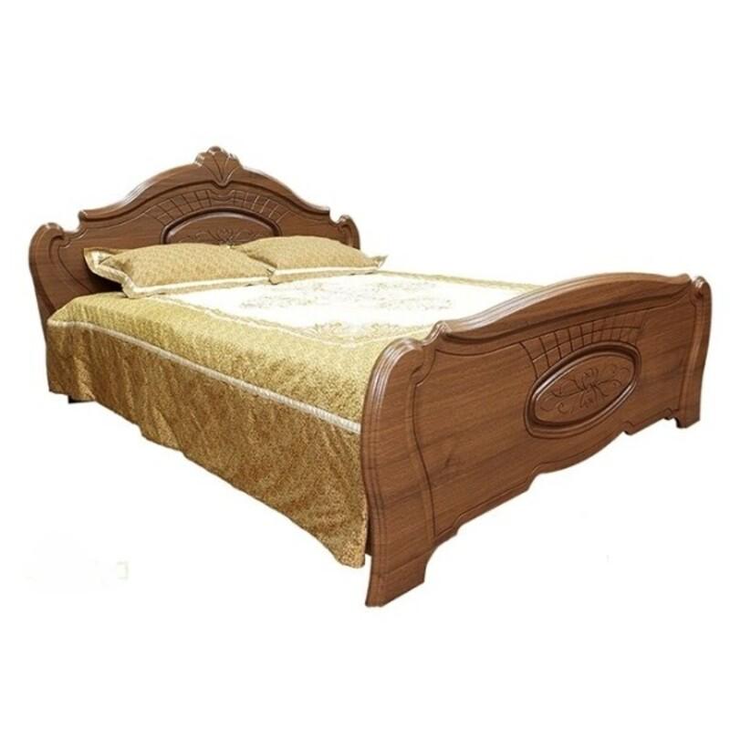 Двуспальная кровать Світ Меблів Катрин 160x200 см с ламелевым каркасом ДСП/МДФ Орех