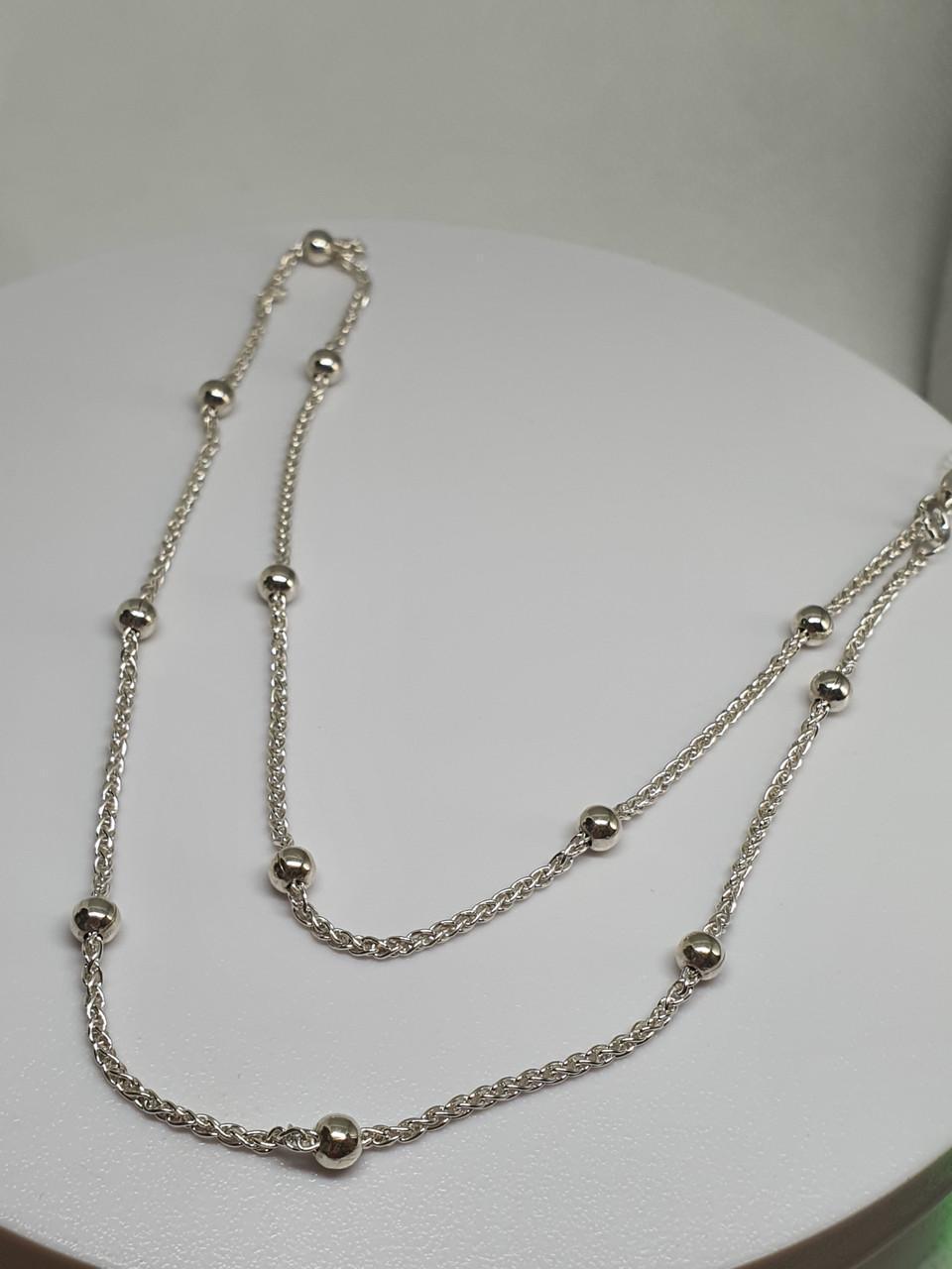 Цепочка Серебряная с шариками 45 см 925 проба (26943703) - фото 2 Цепочка Серебряная с шариками 45 см 925 проба (26943703) - фото 2