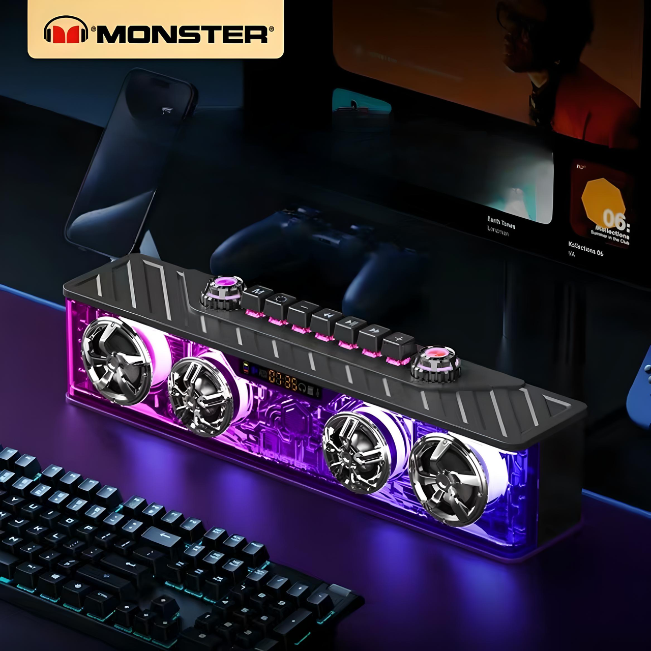 Колонка бездротова MONSTER AIRMARS G06 з Bluetooth з басами/з регульованим RGB підсвічуванням 4000 mAh (2294232940) - фото 2