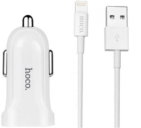 Адаптер автомобільний Hoco Lightning cable Z2 1USB 1.5А White