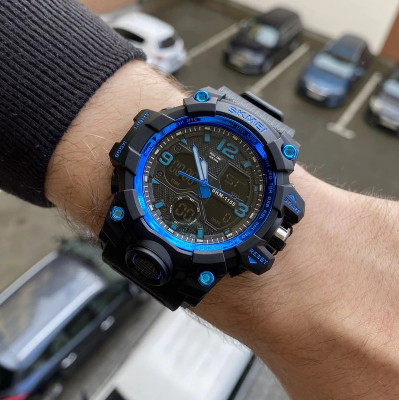 Наручний годинник Skmei 1155 Black/Blue - фото 3 Наручний годинник Skmei 1155 Black/Blue - фото 3
