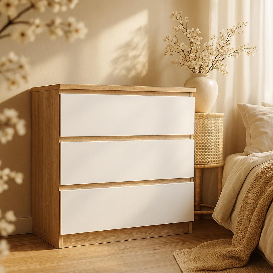 Комод Мастер Форм Брайт ДСП 800х376х730 мм Дуб сонома/Белый (20158)