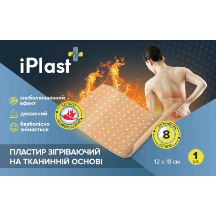 Пластир що зігріває IPlast на тканинній основі 12х18 см (CO002332)