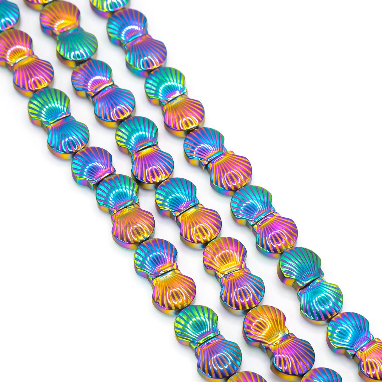 Бусины гематитовые Ракушка 8х4 мм 40 см 48 шт. Красочный (БГ0804р52)