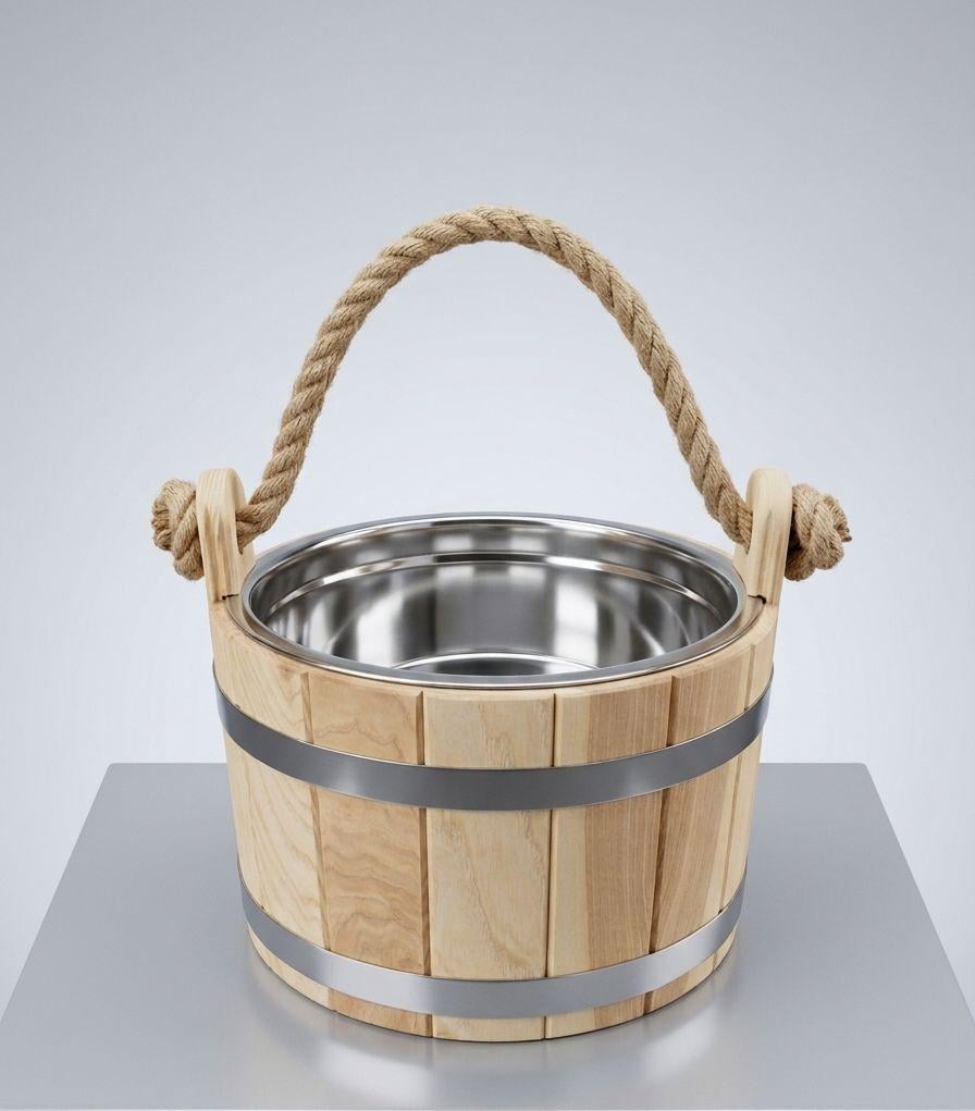 Ведро ясеневое с нержавеющей вставкой 4 л