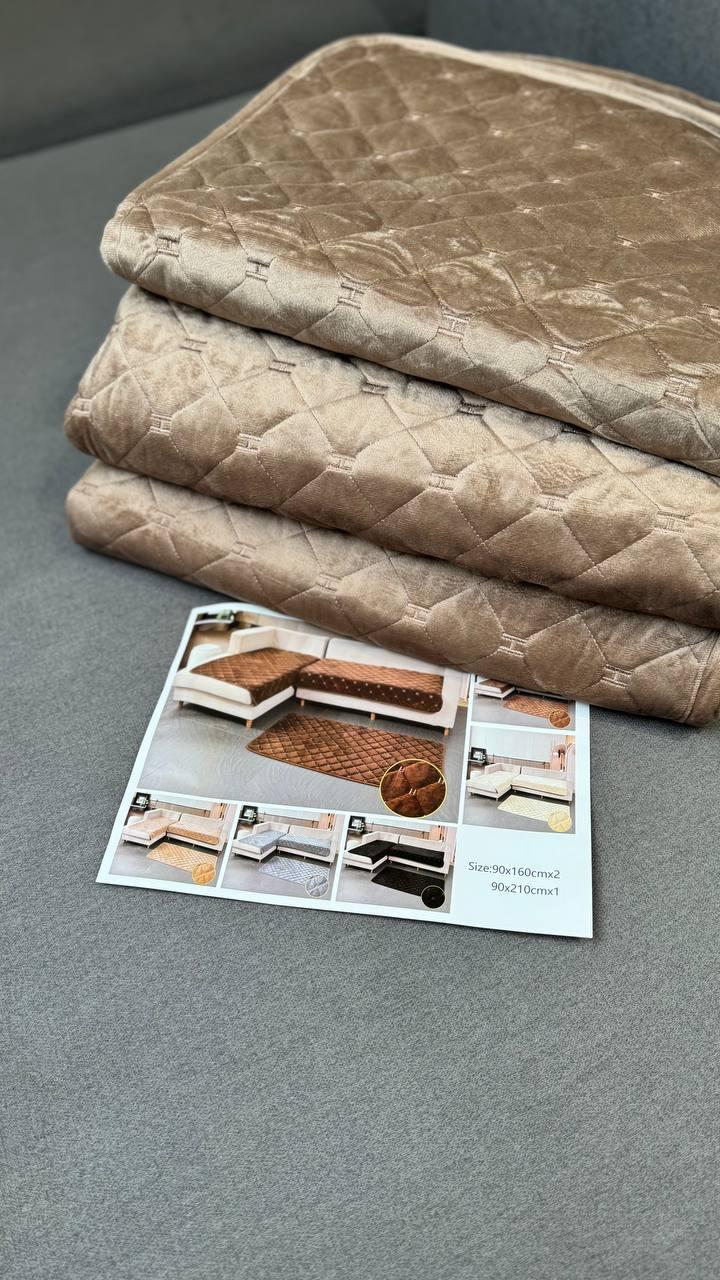 Комплект велюровий покривало на диван 90х210 см/накидки 2 шт. 90х160 см Капучино (П4К-am-divandek-0022) - фото 6 Комплект велюровий покривало на диван 90х210 см/накидки 2 шт. 90х160 см Капучино (П4К-am-divandek-0022) - фото 6