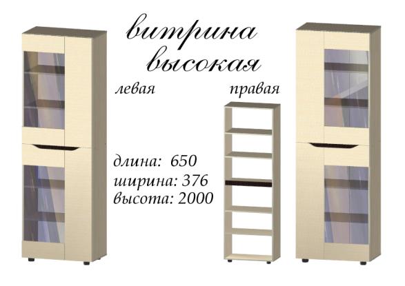 Шафа вітрина Мастер Форм Аякс лівостороння 650х376х2000 мм Дуб молочний/Венге магія - фото 3