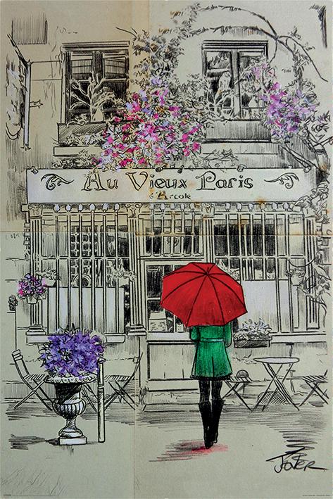 Постер плакат Луи Джовер В Старом Париже/Loui Jover Au Vieux Paris 61x91,5 см