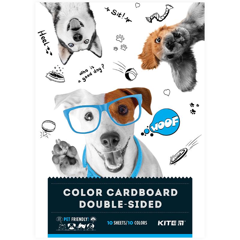 Картон кольоровий Kite Dogs двосторонній А4 (K22-255-1)