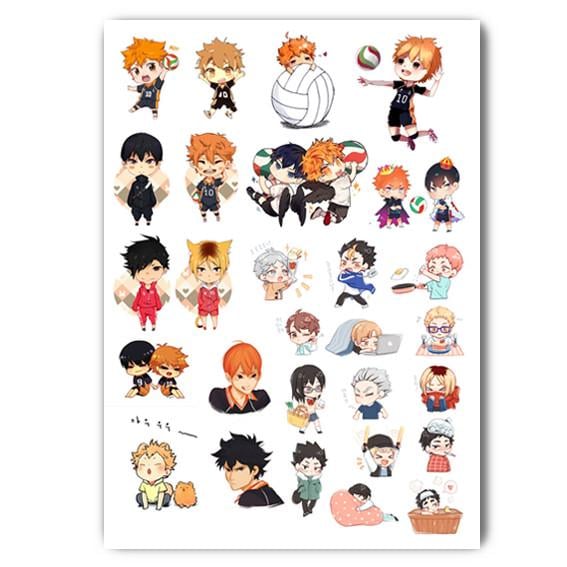 Стікери наклейки аніме Волейбол А4 аркуш (stik_071)