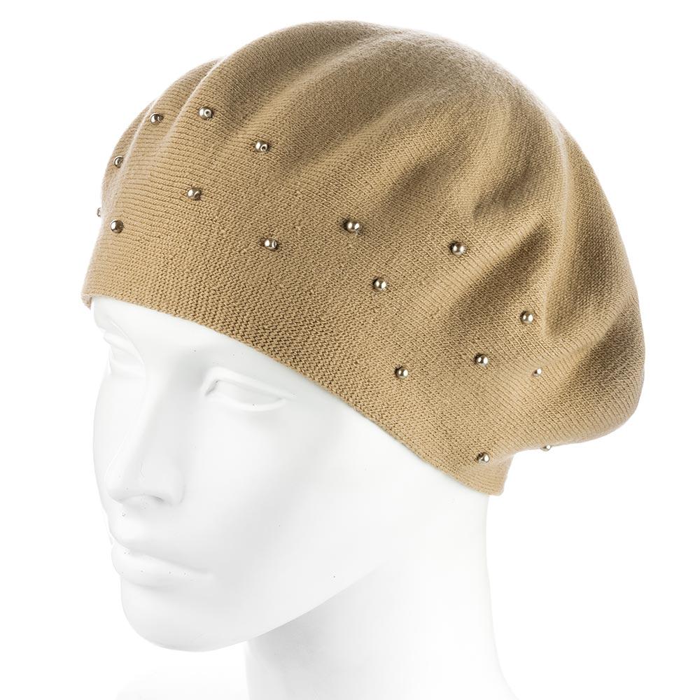 Берет женский двойной ZOLLY ZH259 с бусинами универсальный Лама (289814)