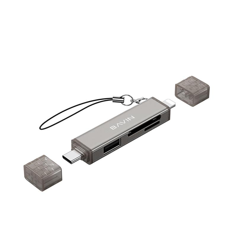 Кардридер BAVIN OTG-98 3в1 Type-C/Lightning/TF/SD/USB 2.0 Grey (32999111)