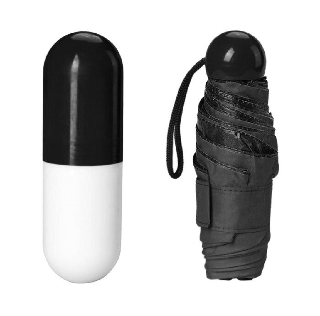 Компактный зонтик в капсуле Capsule карманный механический Черный (23550687)