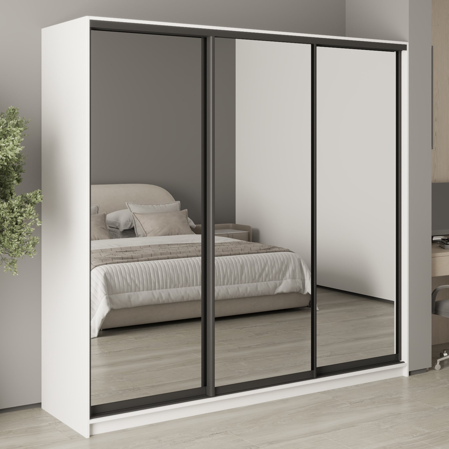 Шафа-купе тридверна Mebel Star Комбо BG MBS-9242 220х60х210 см Аляска білий (1009231)