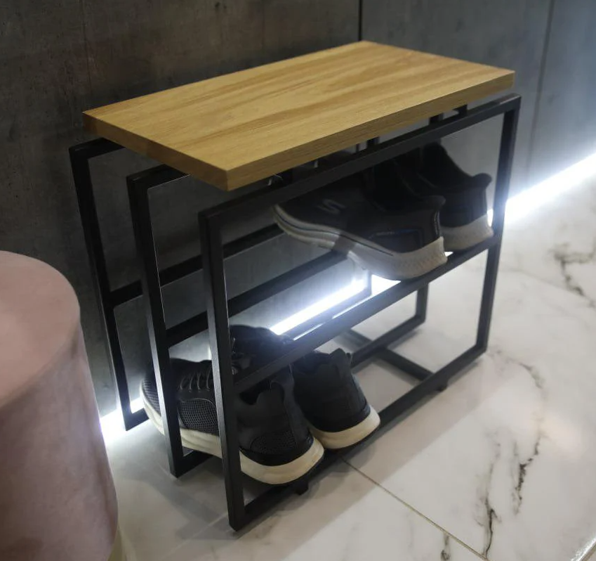 Банкетка для обуви Nova из дерева и металла Loft 40х25х45 см (ML-85.1)