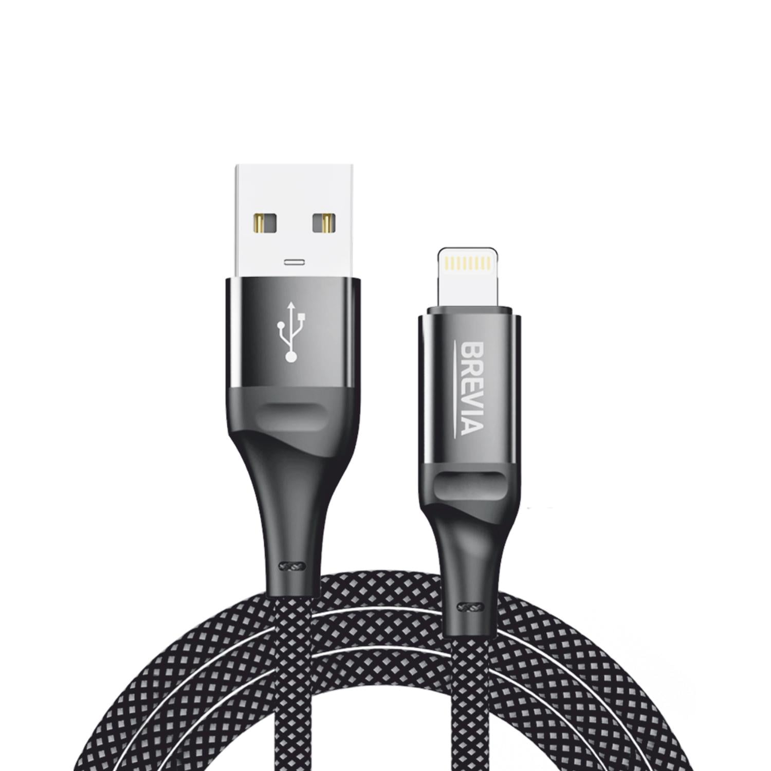 Кабель Brevia USB to Lightning 2,4А ZIP 1 м Черный (56100BULZ1)