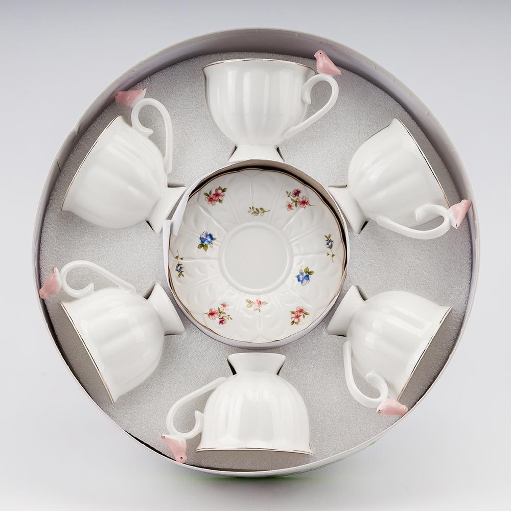 Сервізи для чаю Пташиний шепіт на 6 персон 230 мл 12 предметів Білий (9292-004)