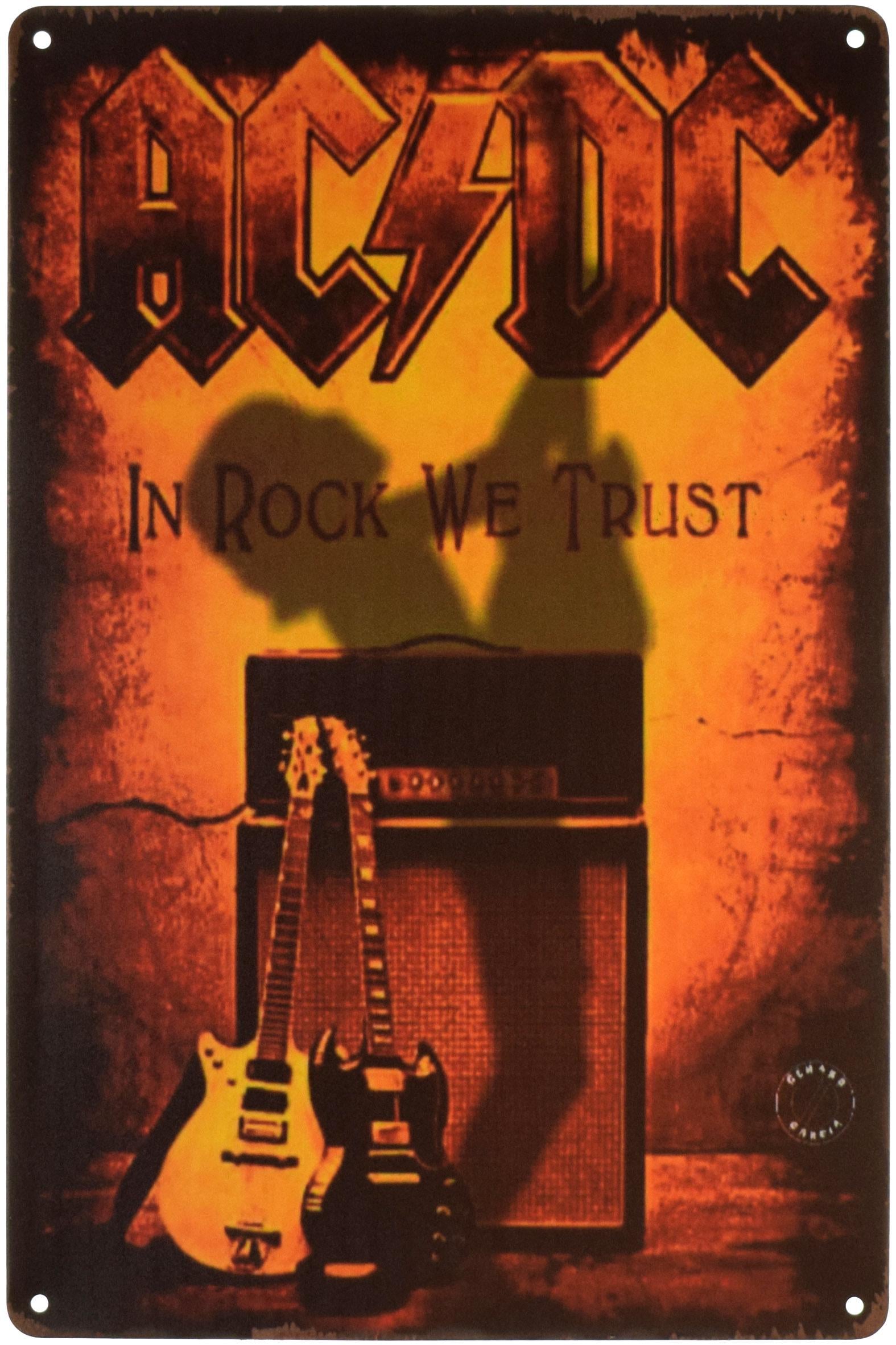 Табличка металлическая AC/DC In Rock We Trust 20x30 см