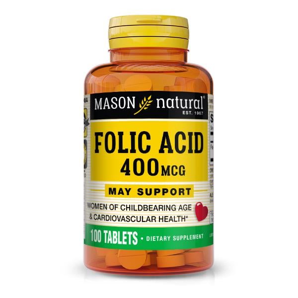 Фолиевая кислота Mason Natural Folic Acid 400 mcg 100 Tabs