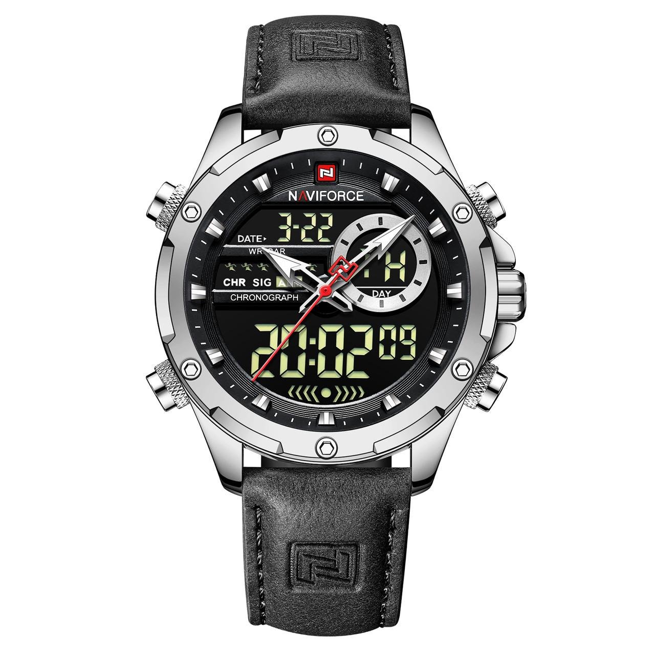 Часы мужские наручные Naviforce Pride NF9208 NF9208 S/B/B Silver/Black/Black (15227)