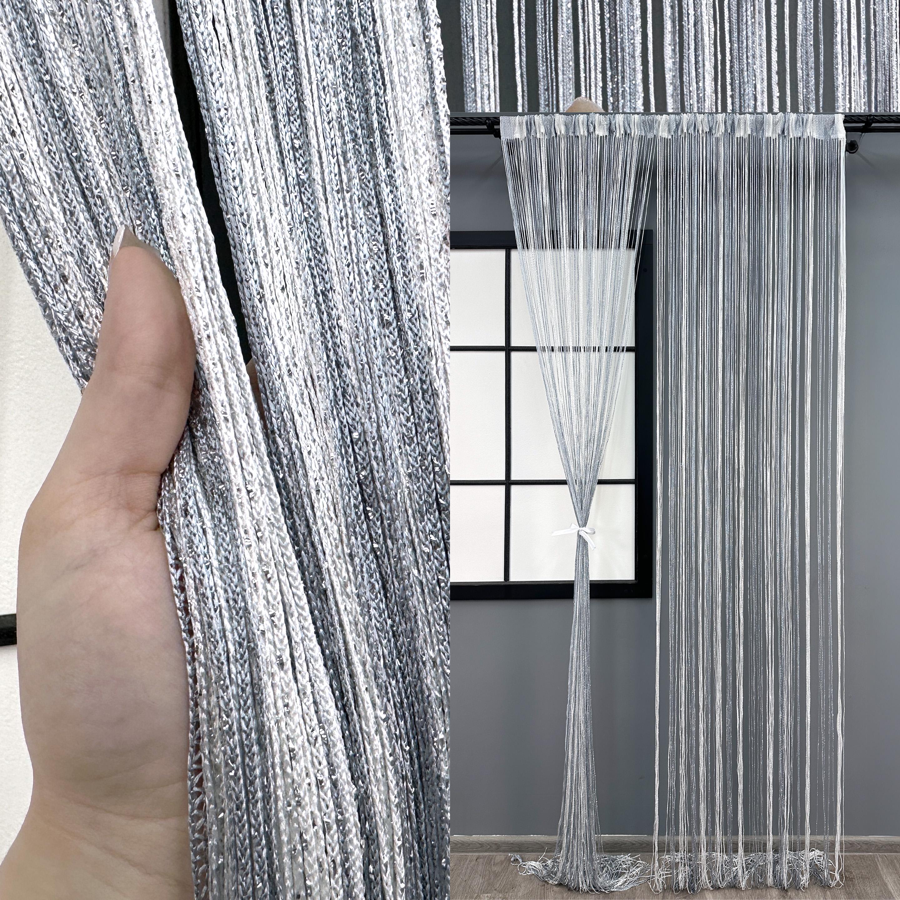 Шторы-нити с люрексом 300х300 см Белый/Серый (61-106) - фото 4