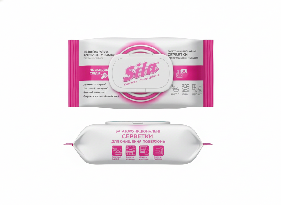 Вологі серветки для очищення поверхонь Sila 80 шт. - фото 2 Вологі серветки для очищення поверхонь Sila 80 шт. - фото 2