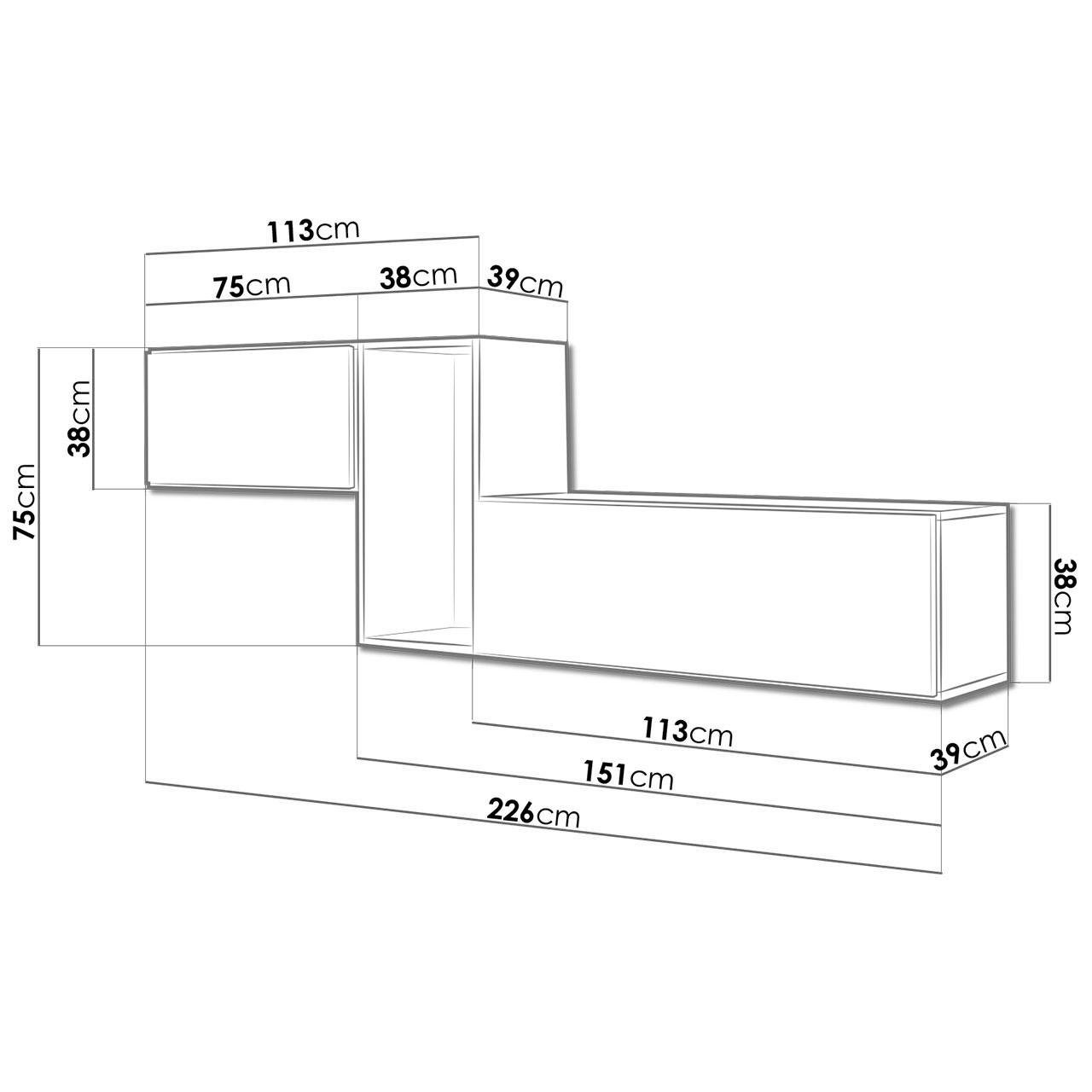 Стенка в гостиную комплект Сama Roco 11 из ламинированной ДСП Антрацит/Дуб Вотан (22703) - фото 2 Стенка в гостиную комплект Сama Roco 11 из ламинированной ДСП Антрацит/Дуб Вотан (22703) - фото 2