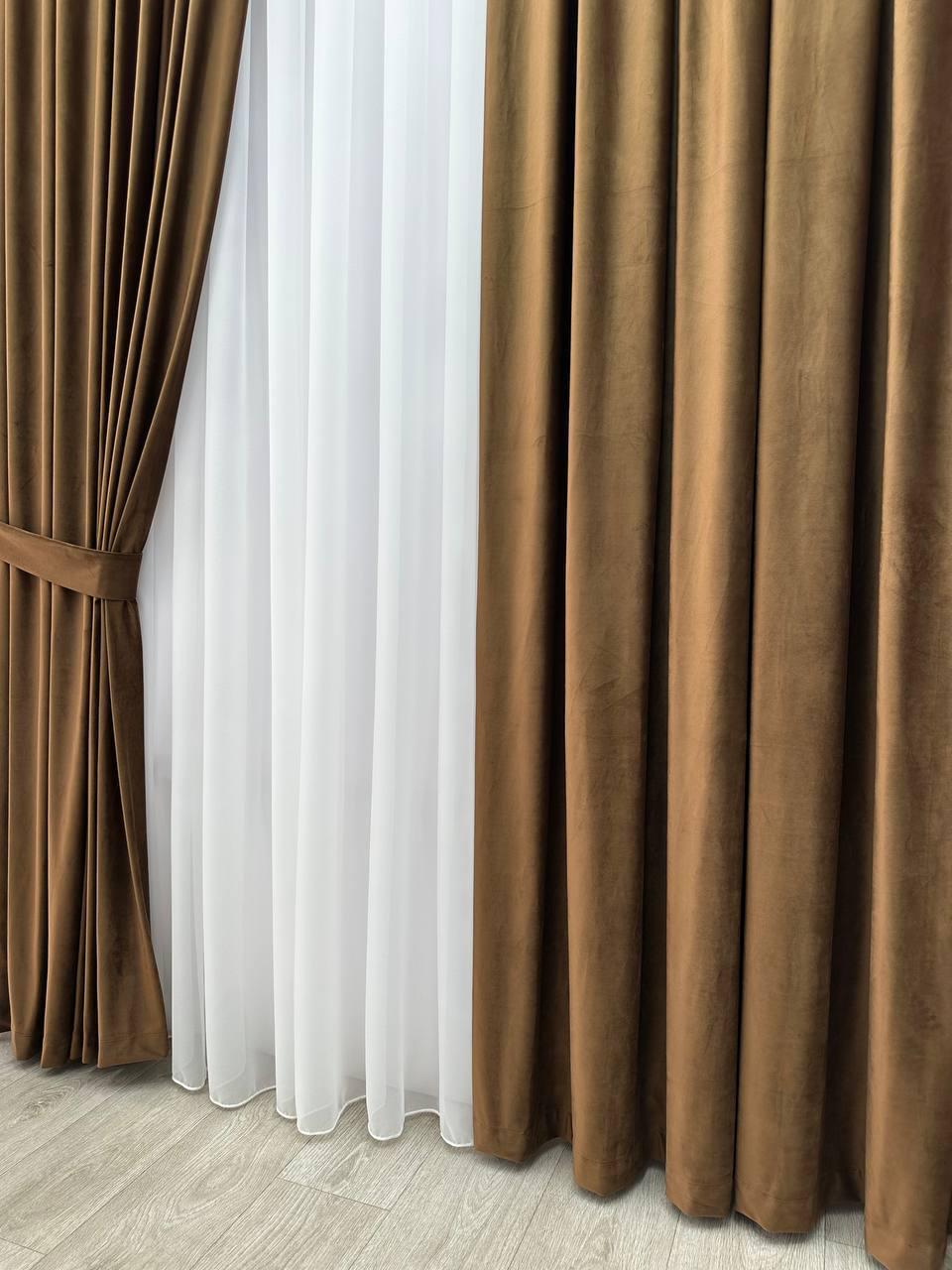 Штора велюрова на тасьмі 6 см 300x250 см Коричневий (6319-N17-Т43) - фото 3 Штора велюрова на тасьмі 6 см 300x250 см Коричневий (6319-N17-Т43) - фото 3