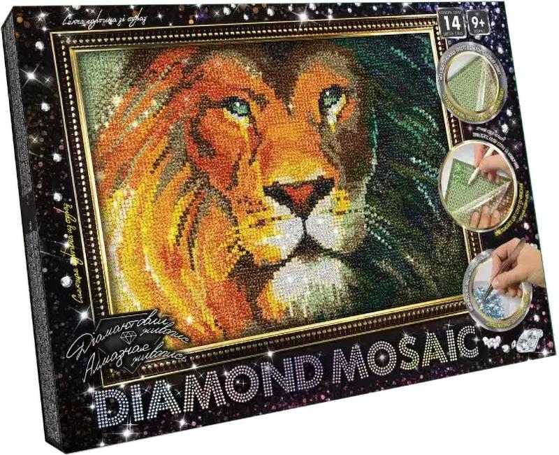 Алмазная мозаика Суровый лев на подрамнике 30х20 см (27728)