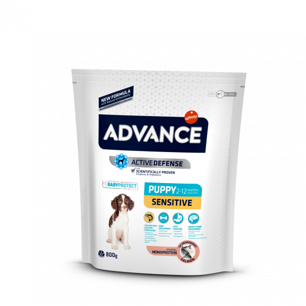 Корм сухий для цуценят з чутливим травленням Advance Dog Sensitive Puppy Salmon з лососем 800 г (500933/8410650009339)