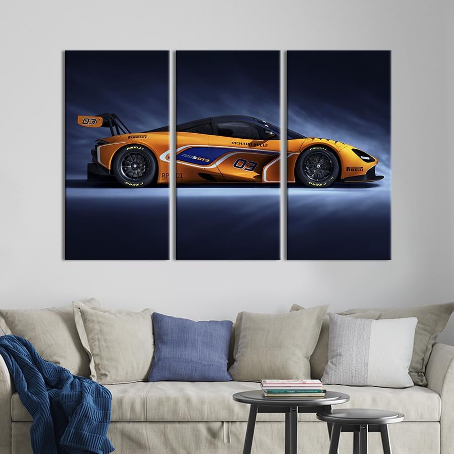 Картина на холсте триптих Гоночный суперкар McLaren 128x81 см (1352-31)