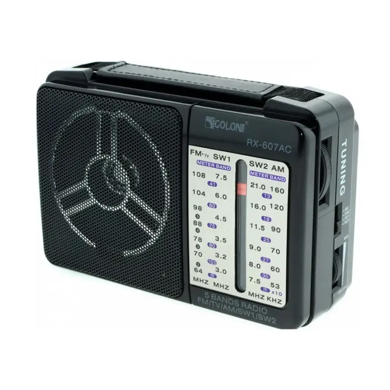 Радиоприемник портативный Golon RX-607 AC AM/FM/TV/SW1/SW2 многодиапазонный с телескопической антенной Черный (2531)