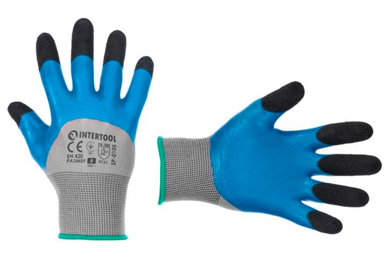Рукавичка Intertool латексна спінена зморшкуватий палець 9" 6 шт. (SP-0106)
