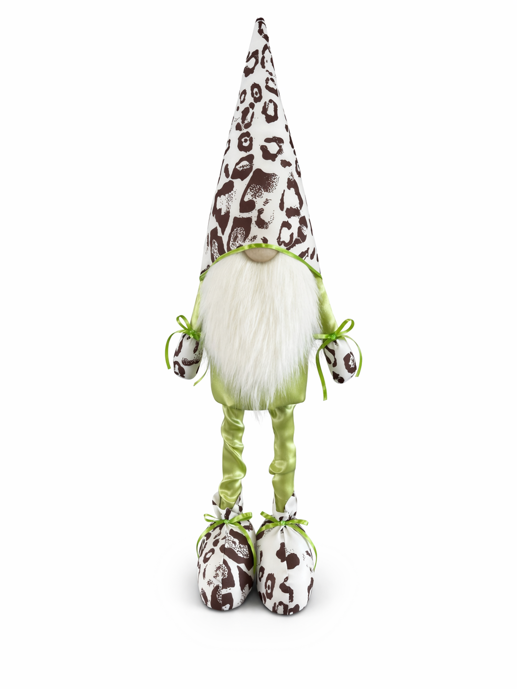 Лялька інтер'єрна Скандинавський гном принт Леопардовий 90-95 см Лаймовий/Білий