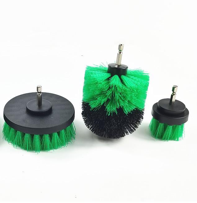 Набір щіток-насадок на шуруповерт і дриль для чищення автомобіля 3 шт. Зелений (ada7230e)