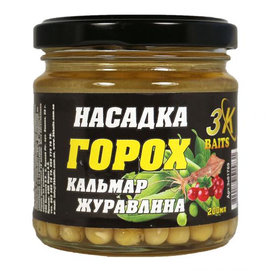 Насадка 3KBaits Горох Premium Кальмар-клюква 200 мл (3KB1842)