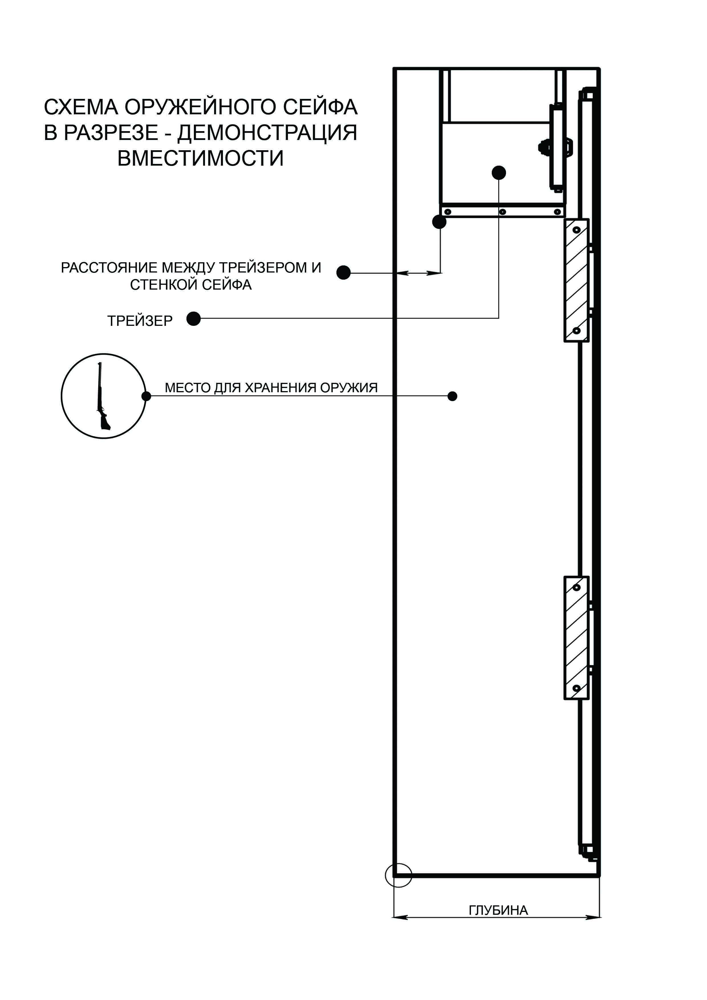 Сейф оружейный Е-130К2.Т1.7022 металлический Черный - фото 3